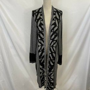 Stylish Gray and Black Women's Cardigan Duster